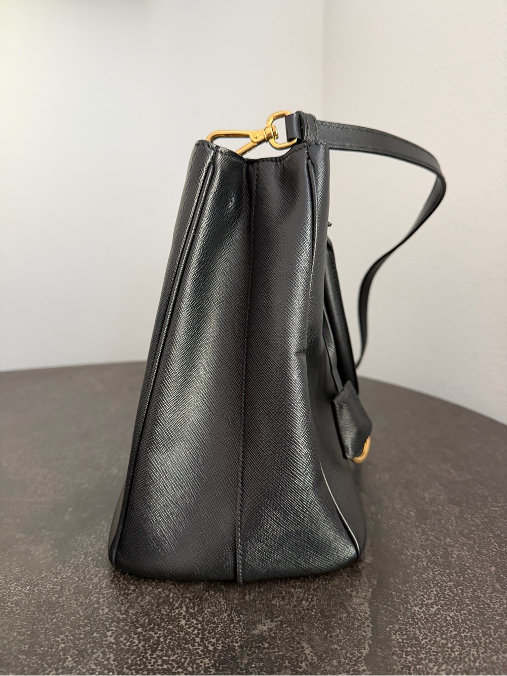 Prada Black Saffiano Leather Killer Bag with Gold Hardware - Pre-Loved - Picture 6 of 15
